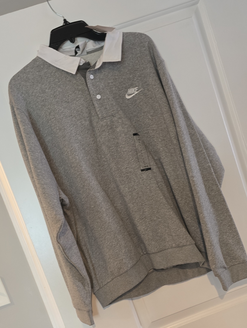 Nike Grey Polo Long-Sleeve with White Collar